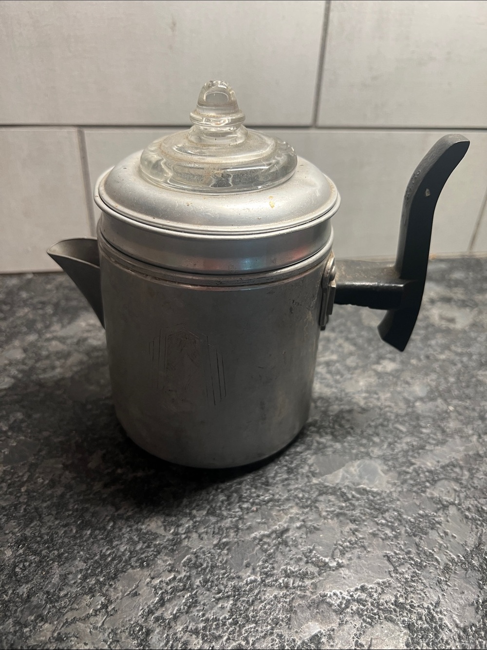 VintageDrip O Later Aluminum Stovetop Coffee percolator with Glass Lid - Silver